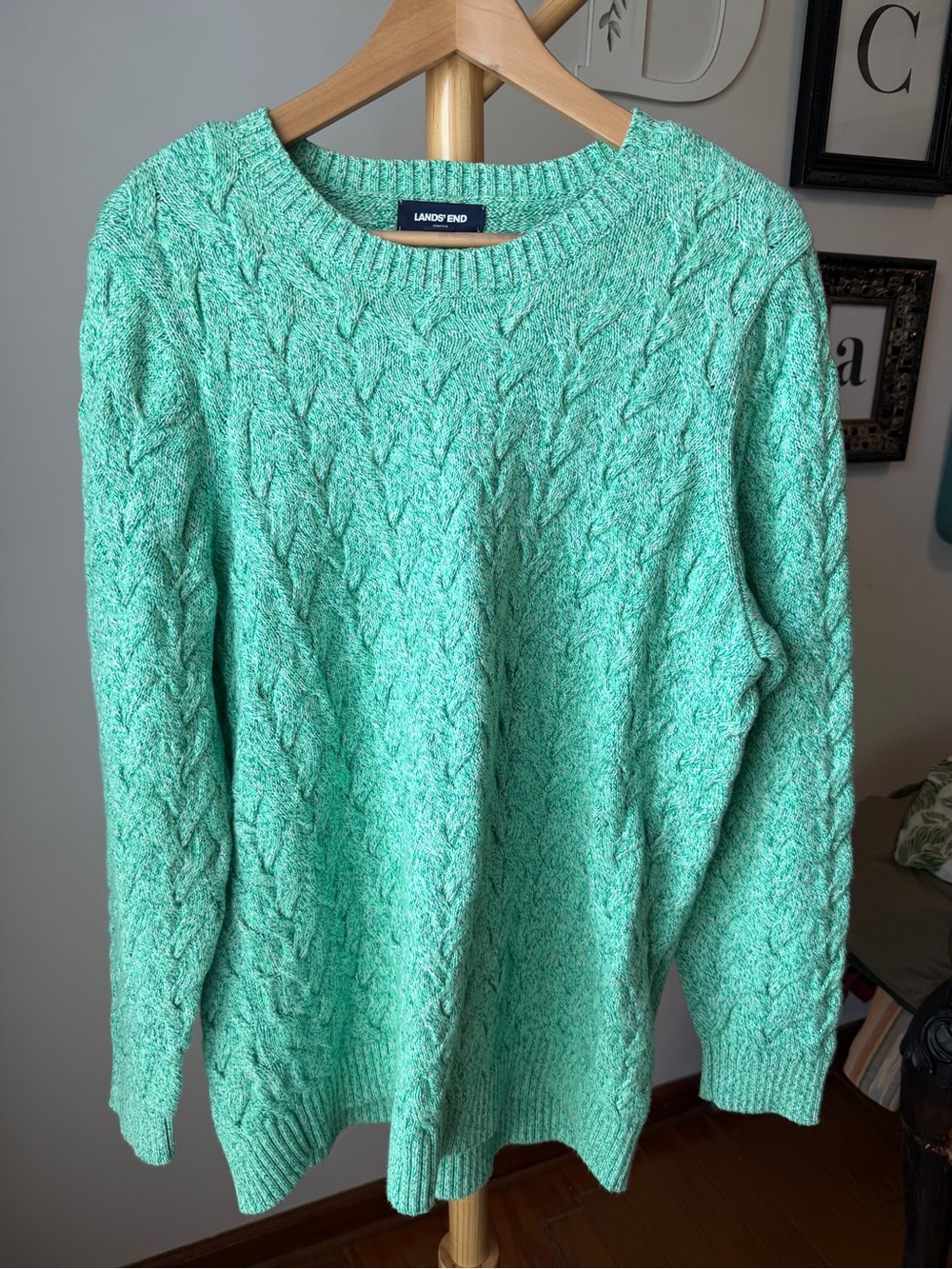 Lands End Cotton Fisherman Sweater Pullover Cable Knit Women’s 1 XL 16W 18W